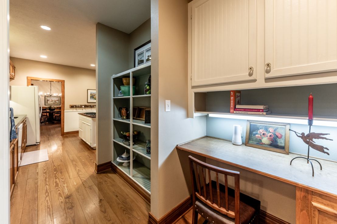 Back Hallway with Desk, Display Shelving