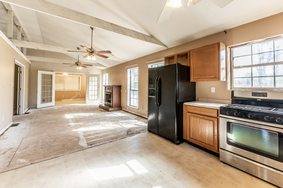 Kitchen open to living room